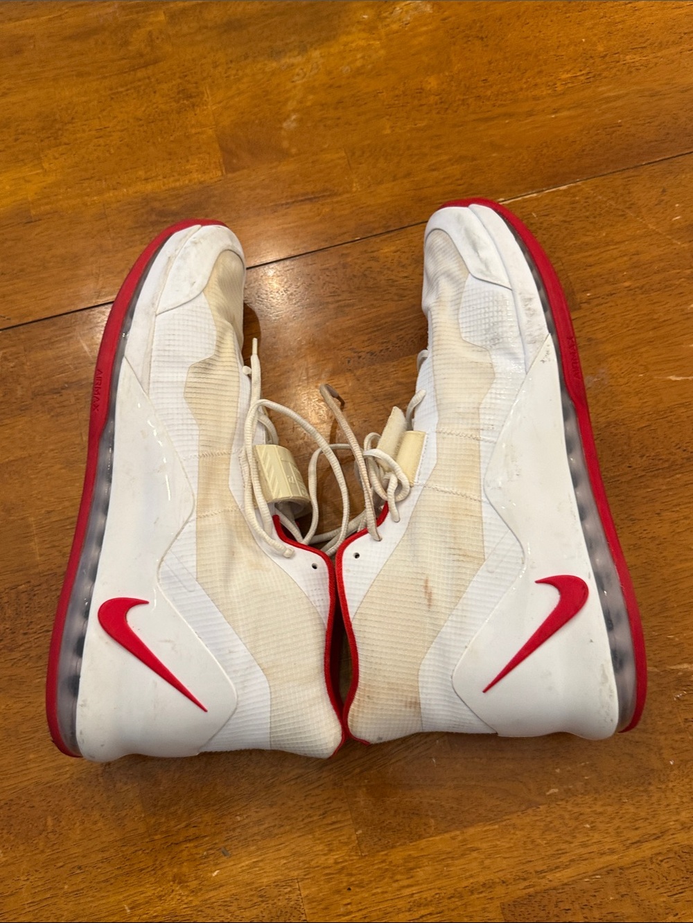 Nike Men White and Red High-Top Sneakers size 18